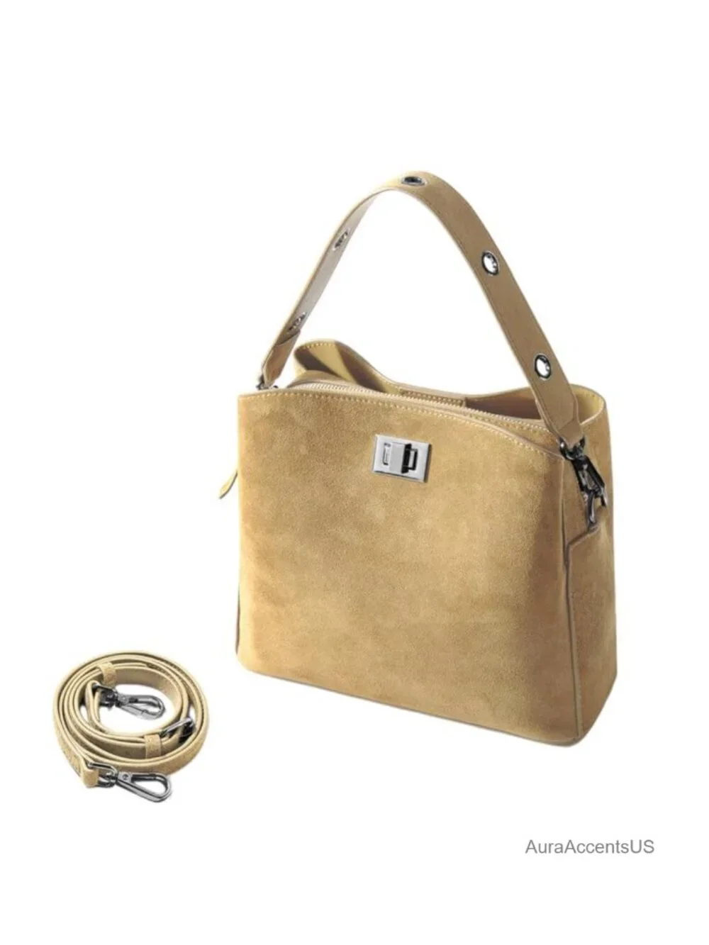 Genuine Leather Suede Hobo Bag Women Slouchy Shoulder Crossbody Purse Large